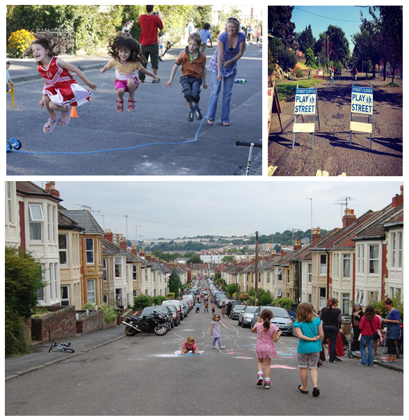 Juegos infantiles en las calles de Salud-La Salle
