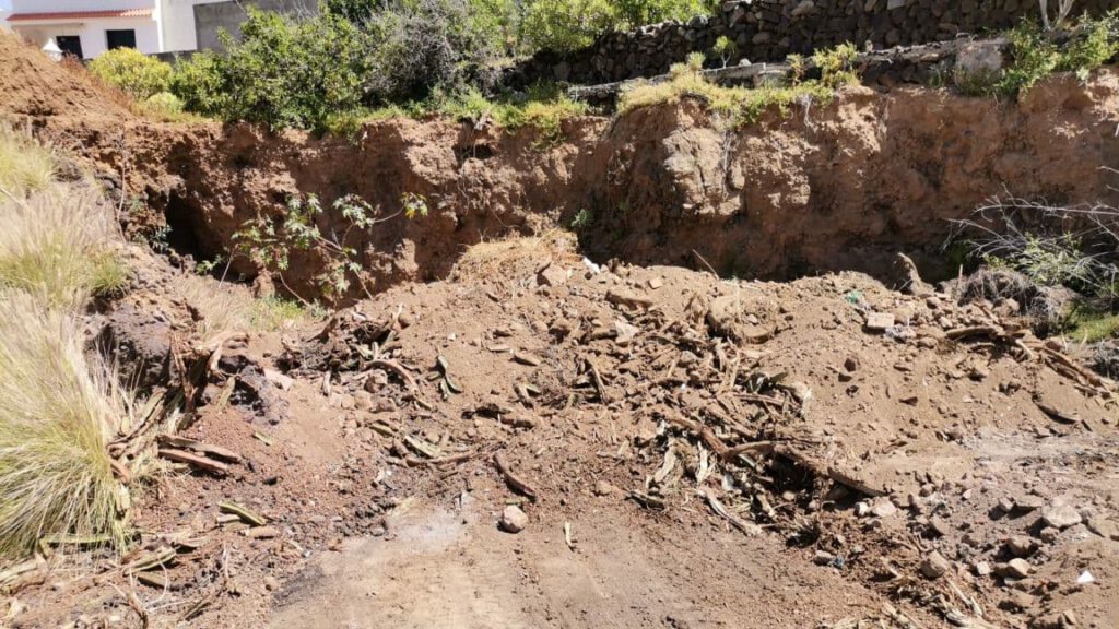 El cardón fue lanzado y cubierto de tierra en el Barranco de Los Palomos.