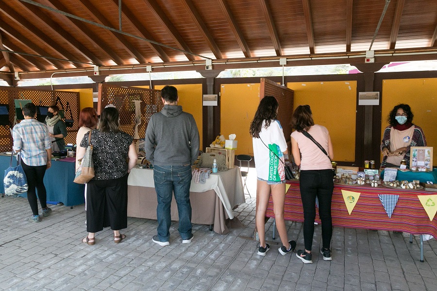 Imagen de varios puestos del Mercadillo de Tegueste.