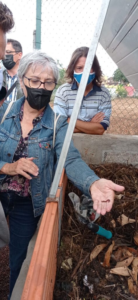 La concejala de Medio Ambiente de Tacoronte, Carmela Díaz Vilela, muestra una de las lombrices cultivadas en el proyecto de vermicompostaje.